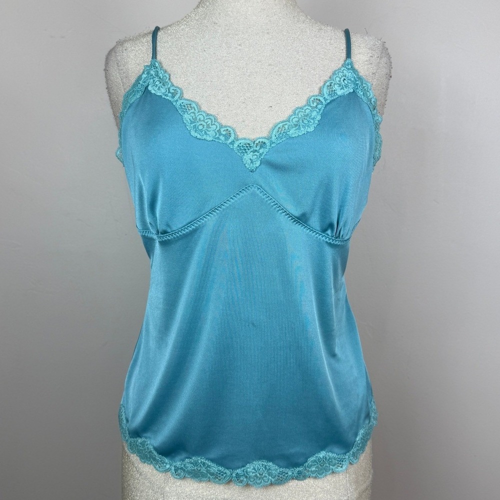 The Limited Camisole Women L Turquoise Blue Lace Trim Vtg Y2K Cami Romantic Luxe